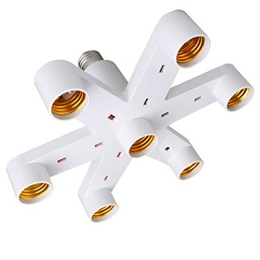 8T8 E26E27 7 in 1 Light Bulb Socket Splitter Adapter Standard LED Bulbs Lamp Base Holder Converter Each Port 60 Watt Total 420 Watt E26 7 in 1
