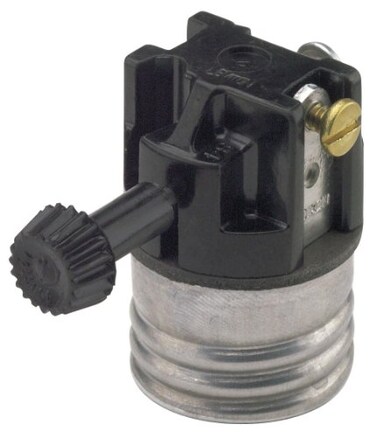 Leviton Medium Base Interior Only Shell Incandescent Lampholder Removeable Turn Knob 2Circuit For 3Way 2Filament Lamps 7090M