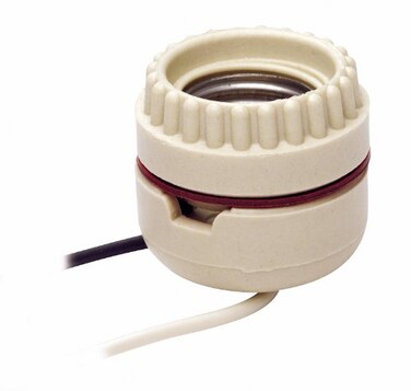 Leviton 0190000 1Circuit 2Piece Keyless Lamp Holder with Tew Wire Leads 660 W Incandescent Medium 8101 White