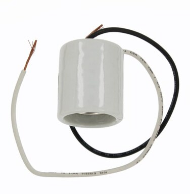 Leviton Medium Base OnePiece Keyless Incandescent Glazed Porcelain Lampholder Mounting Screws Single Circuit 10085 White