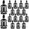 Hortsun 16 Packs E26 Vintage Ceramic Lamp Socket Edison Industrial Pendant Metal Light Socket Replacement Screw in Light Bulb Holder for DIY Lighting 600 Degrees Celsius Heat Resistant Black