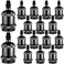 Hortsun 16 Packs E26 Vintage Ceramic Lamp Socket Edison Industrial Pendant Metal Light Socket Replacement Screw in Light Bulb Holder for DIY Lighting 600 Degrees Celsius Heat Resistant Black