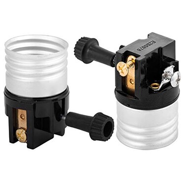 ESC 2 pack 3 way socket replacement for lamp Medium Base Interior Only Incandescent Lamp holder Removable Turn Knob 2Circuit
