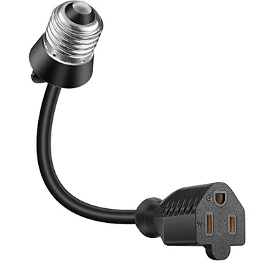Feekoon 1 Pack 3 Outlet Light Socket Adapter Convert E26E27 Bulb Socket to 3 Prong Outlet with Extension Cord Light Bulb Plug Adapter Converter Suitable for Outdoor Porch Garage Patio Use Black
