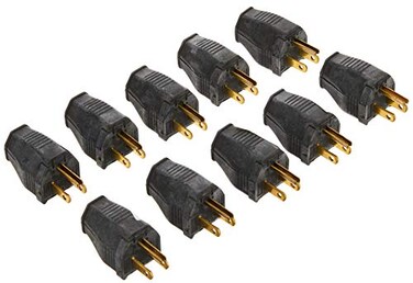 Leviton 2Pole 3Wire Grounding Plug 10 Pack 3W101E Black