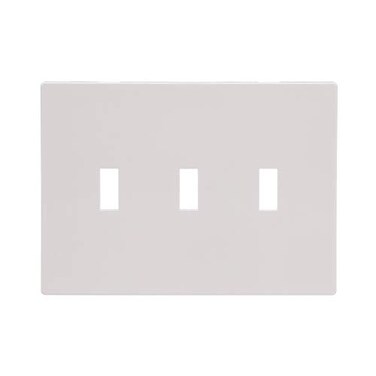 Eaton PJS3W Polycarbonate 3Gang Screwless Toggle Switch Mid Size Wall Plate White