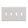 Eaton PJS4W Polycarbonate 4Gang Screwless Toggle Switch Mid Size Wall Plate White