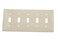 Leviton 5Gang Toggle Device Switch Wallplate Standard Size Thermoplastic Nylon Device Mount 80723W White