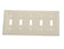 Leviton 5Gang Toggle Device Switch Wallplate Standard Size Thermoplastic Nylon Device Mount 80723W White