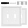 OKAYZIP White Decorative Double Toggle Light Switch Covers Wall Plate Natural Material Switch Plate Covers Modern Style 2 Gang Toggle 2 Pack