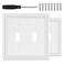 OKAYZIP White Decorative Double Toggle Light Switch Covers Wall Plate Natural Material Switch Plate Covers Modern Style 2 Gang Toggle 2 Pack