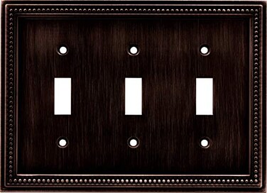 Liberty Hardware Brainerd 64408 Beaded Triple Switch Wall Plate Switch Plate Cover Venetian Bronze