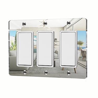 Alckerou 1 Pcs Mirror Light Switch Plates Wall Plates Decorative Electrical Outlet Cover Plates Acrylic Double Outlet Covers Mirror Switch Plates 3 Gang