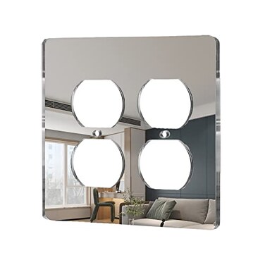 Alckerou 1 Pcs Mirror Outlet Covers Durable Light Switch Plates Acrylic Mirrored Double Gang Wall Plate Decorative Wall Outlet Cover Wall Plates For Electrical Outlets