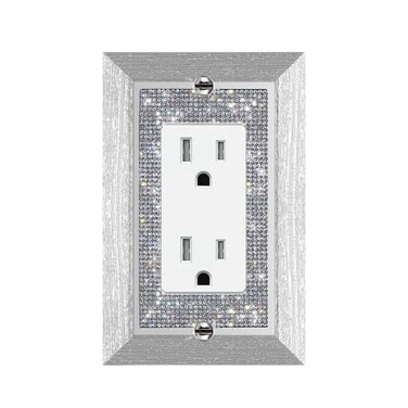 Gaocai 1 Pcs Shiny Rhinestone Outlet Covers Wall Plate Imitation Wood Grain Light Switch or Outlet Decorative Cover Plate Single Toggle Wall Plate