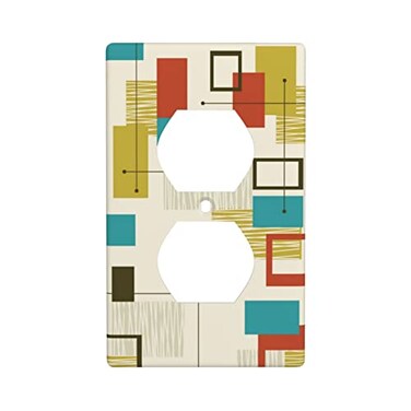 NKHFNBIO 1Gang Duplex Device Receptacle Wall PlateMid Century Modern Partten Decorative Duplex Wall Plate Electrical Outlet CoversSize 450 X 276
