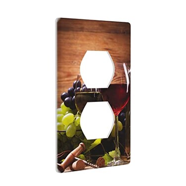 Futterya 1Gang Duplex Socket Cover Decorative Red Glasses Wine and Grapes Wall Plates Decor Electrical Outlet Covers for Home office School