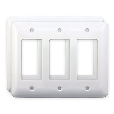 Airmont Products 2 Pack AP12073 White Metal Decorative Wall Plate Princess Style 3 Gang 5 x 64 Unbreakable Smooth White Painted Metal Impact Resistant Matching Screws Included