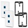 MiaoYfei 2 Pairs Ethernet Wall Plate Cat6 2 Port Keystone Jack Wall Plate with RJ45 Coupler Outlet Connector and Single Gang Low Voltage Mounting Bracket