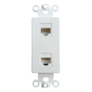 BOPLAT 2 Port CAT 6 Ethernet Decorator Insert Wall Plate Female to Female Double CAT6 RJ45 Keystone Jack Insert Faceplate for Decorator Wallplate