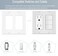 COAPIN258 2Gang Switch Outlet Wall Plate Cover Double Decorator Electrical Faceplate for Light Switch Receptacle Dimmers USB Outlet GFCI White 4Pack