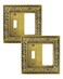 treewell 2Pack Combo ToggleDecorator Light Switch Cover Plate Paisley Pattern Decorative Wall Outlet Cover Plate Antique Brass Electrical Outlet Covers Metal Wall Switch Plates and Outlet Covers