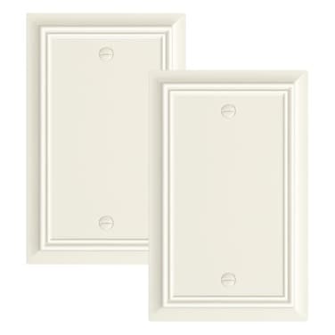 treewell 2Pack Single Blank Wall Plate Durable Natural Bamboo Fiber Wall Plate CoverLight Almond 1 Gang Wall Plate for Unused OutletsSwitches Corrosion Resistant