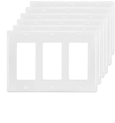 COAPIN258 3Gang Switch Outlet Wall Plate Cover Decorator Electrical Faceplate for Light Switche Smart Switch Receptacle Dimmers USB Outlet GFCI White 6Pack