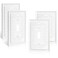 FANYINTY 4 Pack Toggle Light Switch Cover Plate White Classic Petal Relief Design Style Decorative Switch Plates for Home Decor 1 Gang MidSize 31W49H