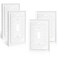 FANYINTY 4 Pack Toggle Light Switch Cover Plate White Classic Petal Relief Design Style Decorative Switch Plates for Home Decor 1 Gang MidSize 31W49H