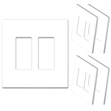 NEU 5 Pack 2Gang Screwless Oversize Decorator Wall Plates Child Safe Outlet Cover 53 x 55 Unbreakable Polycarbonate Thermoplastic Glossy White