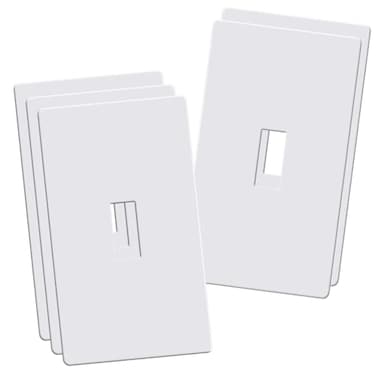 Aadniee Screwless Toggle Switch Wall Plates 1Gang Child Safe Outlet Covers Standard Size 292 x 468 Hidden Screw Faceplate Unbreakable Thermoplastic 5 Pack Gloss White