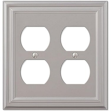 AMERELLE Amerelle Continental Duplex Outlet Cast Metal Wallplate in Satin Nickel