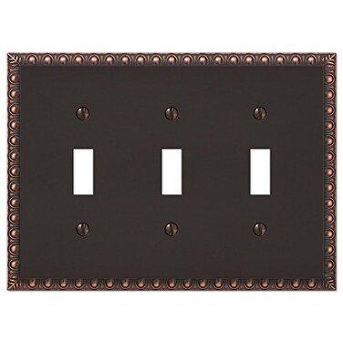 AMERELLE Amerelle Egg Dart Triple Toggle Cast Metal Wallplate in Aged Bronze