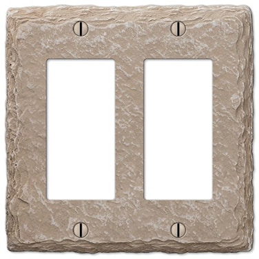 AMERELLE Amerelle Faux Slate Double Rocker Resin Wallplate in Almond 2 Rocker