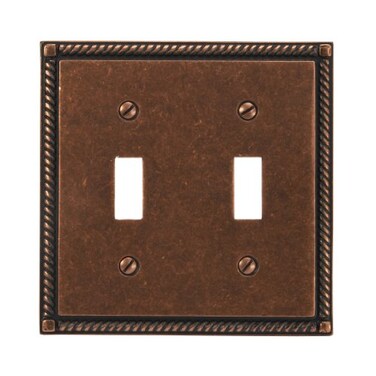 AMERELLE Amerelle Georgian Double Toggle Cast Metal Wallplate in Tumbled Aged Bronze