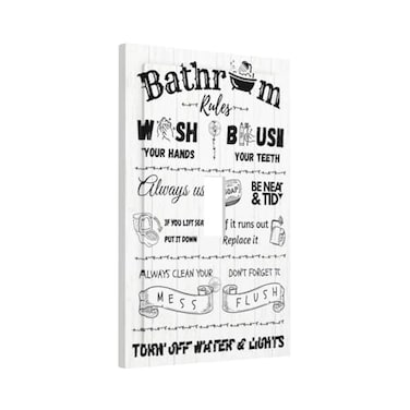 ranedula Bathroom Rules Light Switch Cover Single Toggle Wall Plate Decorative 1 Gang Switchplate Funny Sign Bath Tub Electrical Faceplate for Bathroom Farmhouse Home Decor