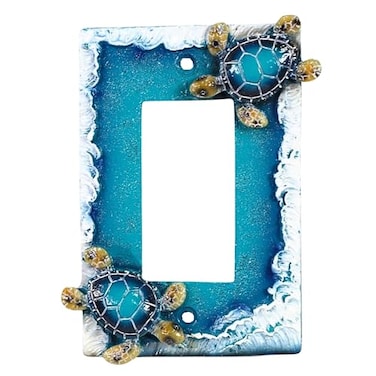 BestGiftEver Nautical Single Rocker Switch 1 Gang Decorative Light Switch Plate Cover with Sea Turtle and Ocean Waves Design Coastal Home Dcor for Unique Lighting Accents