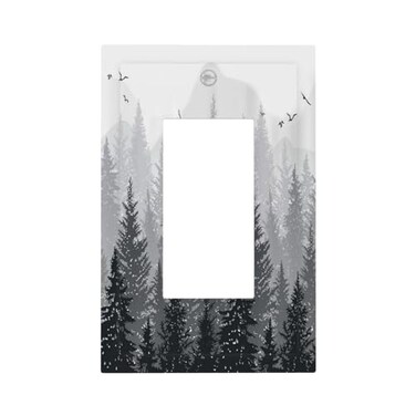 Yamxbfa Black and White Misty Forest Pine Tree Foggy Mountain Woodland Nature Single Rocker Light Switch Cover 1 Gang Outlet Cover Decorative Gfci Electrical Wall Plate Dimmer Switchplate for Bathroom