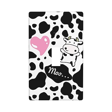 Gianlaima Black And White Pink Cow Print Love Heart Cute Pink Decor Print Light Switch Plate Cover Plastic Wall Plates Single Gang Toggle Switch