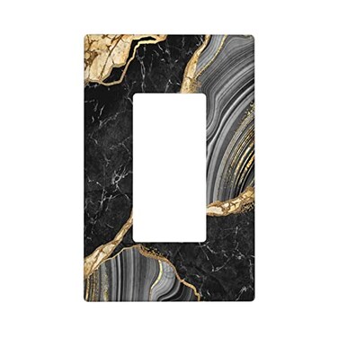 TOLONDINA Black Gold Marble Single Gang Rocker Light Switch Plate Cover Decor Wall Plate Cover For Home Bedroom Kitchen Decorative 44 27 Inches Standard Size