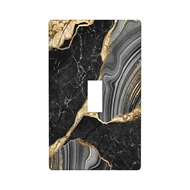 TOLONDINA Black Gold Marble Single Toggle Light Switch Plate Cover Decor Wall Plate Cover For Home Bedroom Kitchen Decorative 45 276 Inches Standard Size