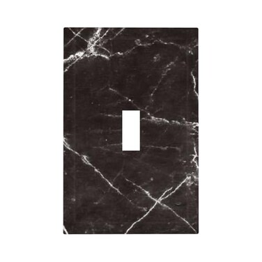 GSRLOD Black Grey White Marble Texture Single Toggle Light Switch Covers Decorative 1 Gang Wall Plate Electrical Device Switchplate Faceplate Farmhouse Decor
