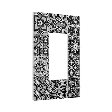 Wpshijia Black Tiles Modern Retro Textures Morocco 1Gang Single Device Decorator Wall Plate Decora Outlet Light Switch Cover GFCI Receptacle Faceplate Electrical for Bathroom Home Living Room