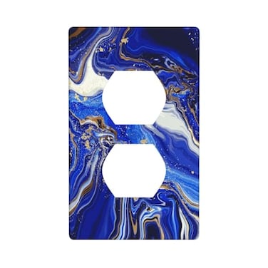 Braytow Blue Marble Gold Texture Decorative Outlet Cover Single Duplex Light Switch Plate Cover Electricity Receptacles Plates For Home Kitchen Living Bedroom 45 276
