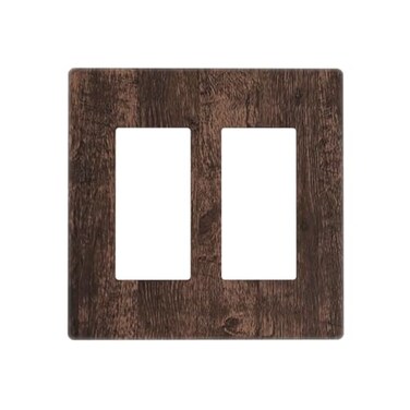 GSRLOD Brown Taupe Wood Wooden Plank 2 Gang Double GFCI RockerDecorator Light Switch Cover Decorative Outlet Wall Plate Electrical Faceplate Screwless