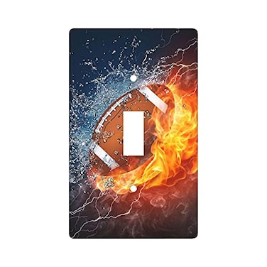 Fovanxixi Classic Single Switch Wall Plate Cover American Football With Fire Toggle Switch Wallplate Cover Unbreakable Faceplate 1 Gang 45 X 276 For Home Office