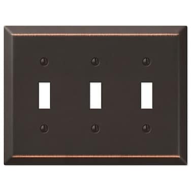 COLESTER DIRECT Colester Direct Metal Oil Rubbed Bronze Wall Switch Plate Outlet Cover Toggle Rocker GFI ToggleTriple