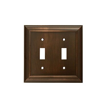 KnobDeals Cool Knobs and Pulls CKP Impressions Collection 31193 Decorative Double Toggle Wall PlateOutlet Cover Long Lasting Durable Solid Steel Construction OilRubbed Bronze 1 piece