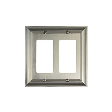 KnobDeals Cool Knobs and Pulls CKP Impressions Collection 31195 Decorative Double Rocker Wall PlateOutlet Cover Long Lasting Durable Solid Steel Construction Brushed Nickel 1 piece